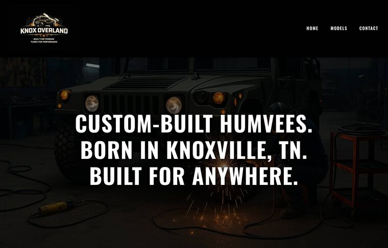 Homepage of Knox Overland, a website we built